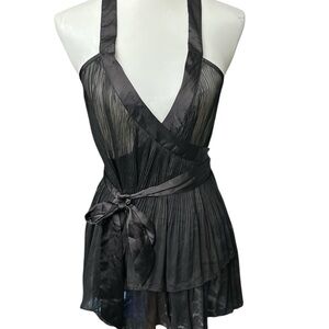 Intimately Free People Wrap Black Halter Neck Sheer Top Festival Romantic XS